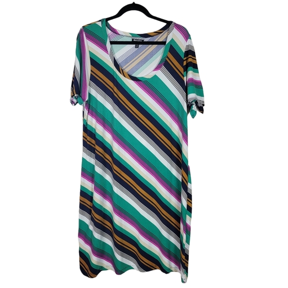 Allison Brittney Dresses & Skirts - Allison Brittney Green Multicolor Striped Dress Sz XL